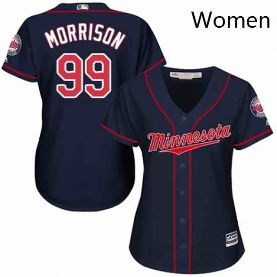 Womens Majestic Minnesota Twins 99 Logan Morrison Authentic Navy Blue Alternate Road Cool Base MLB Jersey